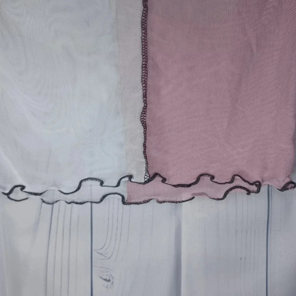 Just Polly cropped pink and white sheer top - Picture 3 of 5